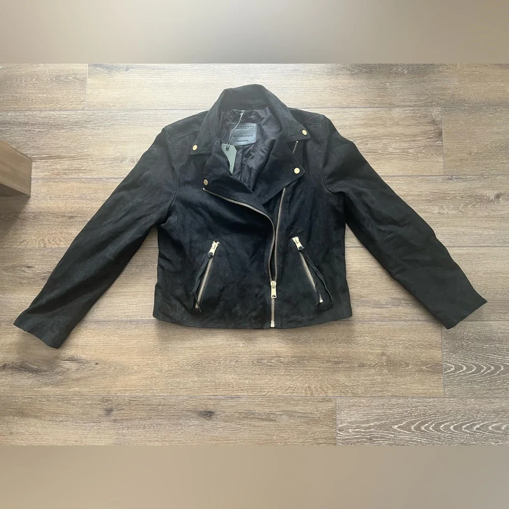 All Saints Suede Darby Biker Jacket - Picture 3 of 5